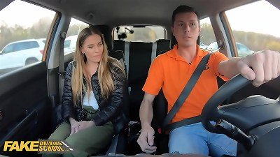 FakeDrivingSchool Backseat nail for Eveline Dellai After Breakdown