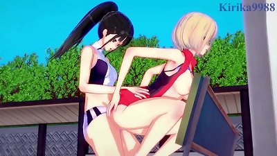 Chisato Nishikigi and Takina Inoue intense futanari sex. - Lycoris Recoil anime porn